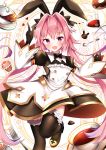  1boy astolfo_(fate) astolfo_(saber)_(fate) bangs black_bow black_dress black_gloves black_legwear black_neckwear black_ribbon blush bow bowtie buttons cocktail_glass cup cupcake dress drinking_glass fang fate/grand_order fate_(series) food fork gloves hair_between_eyes hair_bow hair_intakes hair_ribbon heart index_finger_raised juliet_sleeves layered_skirt lokyin_house long_hair long_sleeves looking_at_viewer low_twintails multicolored_hair open_mouth otoko_no_ko pink_hair puffy_sleeves purple_eyes ribbon saucer skirt smile solo spoon streaked_hair tea teacup thighhighs thighs twintails white_hair white_skirt wide_sleeves wing_collar 