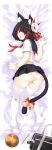  1girl absurdres amanogami_dai animal_ear_fluff animal_ears ass azur_lane bag bell black_hair black_sailor_collar black_skirt blush breasts cat_ears cat_tail commentary_request covered_nipples dakimakura eyebrows_visible_through_hair from_above from_behind fusou_(azur_lane) highres jingle_bell large_breasts looking_at_viewer looking_back mask mask_on_head neckerchief open_mouth panties pleated_skirt red_neckwear sailor_collar school_bag school_uniform shiny shiny_skin shirt short_hair short_sleeves skirt solo tail tail_bell thighhighs thighs underwear white_legwear white_panties white_serafuku white_shirt yamashiro_(azur_lane) yamashiro_(street_corner_offensive!)_(azur_lane) 