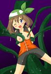  1girl blush haruka_(pokemon) may monster nipples pokemon tentacle wince 