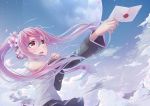  clouds hatsune_miku imo_bouya moon petals pink_eyes pink_hair sky vocaloid 