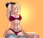  absurd_res alicia_(qrichy) anthro big_breasts blush bodily_fluids bra breasts canid canine clothing female hi_res mammal panties qrichy sweat underwear undressing 