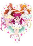  3girls :d absurdres alternate_hair_length alternate_hairstyle arm_up armpits arms_up asahina_mirai blonde_hair blue_eyes blue_skirt bow brown_hair character_name choker collarbone floating_hair full_body go!_princess_precure hair_bow hair_ornament haruno_haruka high_heels highres jewelry layered_skirt long_hair looking_at_viewer mahou_girls_precure! miniskirt multiple_girls necklace niita one_side_up open_mouth outstretched_arm outstretched_arms pink_bow pink_footwear pink_skirt precure pumps purple_eyes red_eyes red_hair shiny shiny_hair shirt simple_background skirt sleeveless sleeveless_shirt smile very_long_hair white_background white_bow white_shirt white_skirt wrist_cuffs yellow_skirt yes!_precure_5 yumehara_nozomi 