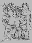  2019 5_fingers anthro anthro_on_anthro belly_rubs bottomwear canid canine canis clothed clothing domestic_dog domination duo fingers group headphones hypnosis k-9 larger_male male male_domination mammal mind_control nipples shorts size_difference smaller_male submissive submissive_male tongue tongue_out topless ursid 
