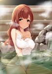  bathing breast_hold erect_nipples igarashi_kyouko naked see_through the_idolm@ster the_idolm@ster_cinderella_girls towel wet yigra_don 