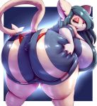  2018 big_breasts big_butt breasts butt butt_focus butt_grab clothed clothing deep_skin digital_media_(artwork) domestic_cat fate_(trinity-fate62) felid feline felis female hair half-closed_eyes hand_on_butt hi_res huge_breasts huge_butt hyper hyper_breasts hyper_butt looking_back mammal narrowed_eyes overweight presenting presenting_hindquarters short_stack simple_background solo thick_thighs tight_clothing trinity-fate62 wide_hips 