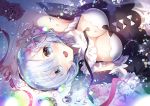  applecaramel_(acaramel) blue_eyes blue_hair blush bubbles close flowers re:zero_kara_hajimeru_isekai_seikatsu rem_(re:zero) rose short_hair 