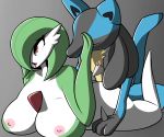  2019 big_breasts breasts butt cutedevildrawings digital_media_(artwork) eyes_closed female gardevoir hi_res lucario male nintendo nude pok&eacute;mon pok&eacute;mon_(species) pok&eacute;morph sex tongue tongue_out video_games 