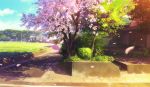  bozu_(ogiyama) building cherry_blossoms city clouds flowers grass nobody original petals scenic sky tree 