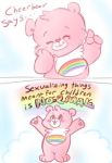  care_bears cheer_bear cheering cub edit female fur low_res mammal nude paws pussy rainbow smile text ursid young 