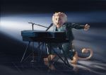  anthro chubby-shark clothed clothing digital_media_(artwork) eyes_closed felid fur hair keyboard_instrument lion mammal microphone musical_instrument open_mouth pantherine paws piano singing sitting solo 
