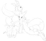  balls blush butt digimon digimon_(species) female guilmon male penis presenting_themselves pussy renamon soina take_your_pick 