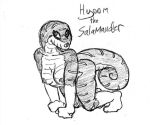  breasts eyelashes female monochrome open_mouth salamander_(disambiguation) serth simple_background solo text underbelly 