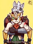  canid canine canis eye_patch eyewear fox fox_mccloud hug male mammal neckerchief nintendo star_fox text ventkazemaru video_games whiskers wolf wolf_o&#039;donnell 