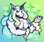  2019 anthro big_nipples blue_hair bulkybun digital_media_(artwork) equid equine fur galarian_rapidash hair horn looking_at_viewer male mammal muscular muscular_male nintendo nipples nude pecs pok&eacute;mon pok&eacute;mon_(species) rapidash regional_variant shiny_pok&eacute;mon simple_background sketch solo sparkles unicorn video_games white_body 