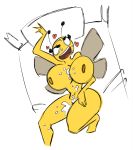 after_sex antennae_(anatomy) anthro arthropod bee big_breasts bodily_fluids breasts cum female genital_fluids huge_breasts hymenopteran insect it&#039;s_hip_to_fuck_bees kevemperor nipples non-mammal_breasts open_mouth russia russian_cooking_oil_commercial simple_background sketch smile solo white_background wings 