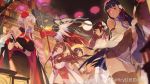  5girls alternate_costume azur_lane black_dress black_hair black_legwear breasts brown_hair china_dress chinese_clothes cleavage cowboy_shot dress fan flower folding_fan graf_zeppelin_(azur_lane) hair_flower hair_ornament lantern large_breasts long_hair multiple_girls night ning_hai_(azur_lane) outdoors panties paper_lantern ping_hai_(azur_lane) ponytail red_cucumber red_eyes short_dress side-tie_panties sidelocks small_breasts takao_(azur_lane) thighhighs twintails underwear weibo_username white_dress yat_sen_(azur_lane) 