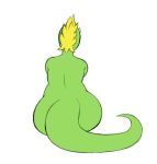  anthro big_butt biped blonde_hair butt curvy_figure digitalpelican dragon female green_body green_scales hair horn long_tail mohawk_(hairstyle) nude rear_view sasha_(digitalpelican) scales scalie sitting slightly_chubby solo thick_tail voluptuous wide_hips 