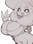  2019 big_breasts black_sclera blush blush_stickers breasts female fukurou0807 hair hatterene humanoid long_hair monochrome nintendo open_mouth pok&eacute;mon pok&eacute;mon_(species) pok&eacute;morph simple_background sketch smile solo tentacles video_games white_background 