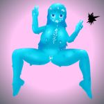  1:1 absurd_res ali_the_slime anus big_breasts blue_body blue_eyes blue_skin bodily_fluids breasts cum cum_in_hair cum_in_pussy cum_inside cum_on_breasts cum_on_face cum_on_hand double_peace_sign double_v_sign drakcara_art female fucked_silly genital_fluids gesture goo_creature goo_humanoid hair hi_res humanoid jmsdf looking_pleasured monster_girl_(genre) not_furry peace_signs pink_background pseudo_hair pussy pussy_juice simple_background slime solo v_sign 