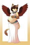  absurd_res anthro belly big_belly egyptian felid female hi_res idlehq looking_at_viewer mammal mythological_sphinx mythology pregnant solo 