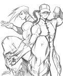  2boys back-to-back baggy_pants baseball_cap braid brothers chinese_clothes fighting_stance fringe_trim hat highres male_focus multiple_boys muscle pants robert_porter serious siblings single_braid sketch sleeveless standing standing_on_one_leg street_fighter street_fighter_iii_(series) twins yang_lee yun_lee 
