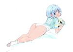  aliasing aqua_eyes aqua_hair ass gloves hat matsumoto_noriyuki original short_hair socks waifu2x white 