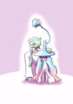  2019 angry blue_hair clenched_fists duo female gardevoir green_hair hair hand_on_head hatterene humanoid laugh long_hair mochy nintendo pink_background pink_hair pok&eacute;mon pok&eacute;mon_(species) red_eyes shaking short_hair simple_background smile tentacles video_games 