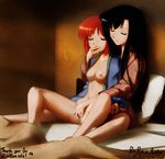  black_hair breasts chouhi kan&#039;u koihime_musou red_hair yuri 