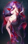 1girl ass bare_back bare_legs bb_(fate)_(all) bb_(swimsuit_mooncancer)_(fate) bow breasts cape commentary_request eyebrows_visible_through_hair fate/grand_order fate_(series) finger_to_mouth gloves hair_bow high_heels highres large_breasts long_hair looking_at_viewer purple_eyes purple_hair red_footwear red_ribbon ribbon smile solo swimsuit very_long_hair vivivivi white_gloves white_swimsuit 