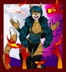  anthro big_breasts breasts cleavage clothed clothing cougar curvaceous curvy_figure digital_media_(artwork) felid feline female fire fur hair halloween holidays jewelry looking_at_viewer magic mammal moon necklace pantherine scarlet-frost solo thick_thighs threshnekor voluptuous wide_hips 