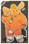  2019 anthro belly bulge cartoon_network clothing digitslayer horn male moobs navel necktie overweight overweight_male patrick_fitzgerald solo the_amazing_world_of_gumball underwear 