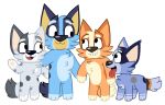  anthro australian_cattle_dog bingo_(bluey) bluey_(bluey) bluey_(show) canid canine canis cattledog domestic_dog female flutteryoshi952 herding_dog mammal muffin_(bluey) pastoral_dog sibling sister sisters socks_(bluey) solo welsh_corgi 