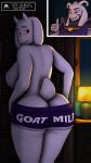  3d_(artwork) anthro asriel_dreemurr_(god_form) big_breasts big_butt blush boss_monster bottomwear bovid breasts butt caprine clothed clothing detailed_background digital_media_(artwork) duo embarrassed english_text female floppy_ears gesture goat horn hotpants male mammal mature_female mother mother_and_child mother_and_son nipples parent parent_and_child presenting presenting_hindquarters red_eyes shorts side_boob son source_filmmaker standing text thick_thighs thumbs_up topless toriel undertale video_games white_body wide_hips yamimarik1994 