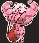  anthro big_muscles cartoon_network felid flexing fur huge_bulge huge_muscles hyper hyper_muscles lion lion_(steven_universe) lovelierfreak male mammal mankini muscular one_eye_closed pantherine penis pink_body pink_fur solo steven_universe wink 