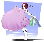  absurd_res breasts canid canine canis dalmatian domestic_dog female hi_res hyper_pregnant idlehq mammal pregnant shopping_bag solo translucent 