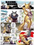  &lt;3 beastars blush canid canine canis clothing comic crossover digimon digimon_(species) female kissing legosi_(beastars) male male/female mammal nauyaco renamon size_difference wolf 