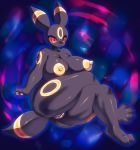  2019 anthro anthrofied black_body black_fur breasts butt canid canine claws eeveelution female fur mammal mrsk nintendo nipples nude pawpads pok&eacute;mon pok&eacute;mon_(species) pussy red_eyes smile solo umbreon video_games 