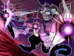  abs armor demon demon_horns digimon digimon_tamers fangs feathered_wings glowing glowing_eyes green_eyes gulfmon hawe_king horns no_humans open_mouth solo teeth wings 