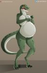  belly big_belly big_breasts breasts dinosaur el-loko female green_body green_skin nude pregnant reptile scalie solo 