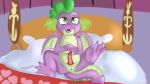  bed dragon friendship_is_magic furniture jbond male my_little_pony on_bed penis solo spike_(mlp) young 