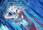  aqua_eyes bicolored_eyes blue blue_eyes blush naka_akira original pointed_ears water 