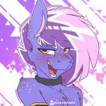  1:1 2019 anthro berry_frost blush chest_tuft digital_media_(artwork) equid equine fan_character freckles hi_res looking_at_viewer mammal my_little_pony open_mouth solo teeth tuft whisperfoot yellow_eyes 
