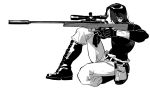  aiming amputee baisha black_footwear black_gloves black_hair black_sweater boots gloves gun holding holding_weapon katana_zero leon_von_alvensleben long_hair military military_uniform rifle sniper sniper_rifle sniper_scope sweater turtleneck turtleneck_sweater uniform veteran weapon 