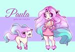  2019 black_sclera clothing dress english_text equid equine female feral galarian_ponyta glittermiilk hair hooves horn humanoid long_hair mammal nintendo open_mouth pink_eyes pok&eacute;mon pok&eacute;mon_(species) regional_variant simple_background smile standing text video_games 