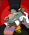  2019 5_fingers anthro black_eyes black_hair clothed clothing disney evil_grin fingers fur gloves hair handwear hat headgear headwear jacket male mammal murid murine professor_padraic_ratigan_(disney) rat rodent simple_background smile solo the_great_mouse_detective top_hat topwear verona7881 white_clothing white_gloves 