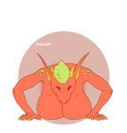  2019 2d_animation 5_fingers all_fours animated anthro areola arm_support big_breasts black_eyes bouncing_breasts breasts claws dragon exercise eyebrows eyes_closed female fingers frame_by_frame front_view green_hair hair hanging_breasts horn huge_breasts loop nipples non-mammal_breasts nude on_ground pufftor pufftor_the_dragon push-up red_body red_skin reptile scalie signature simple_background solo spots white_background yellow_nipples 