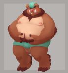  2015 anthro belly blush bulge clothing humanoid_hands ijdraws male mammal moobs nipples overweight overweight_male solo suid suina sus_(pig) underwear wild_boar 