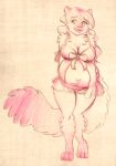  2017 anthro belly big_belly big_breasts blush breasts clothing domestic_cat felid feline felis female lingerie mammal navel open_mouth papayamist pregnant simple_background smile solo standing white_background 