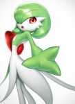  clothing dress featureless_chest female gardevoir green_body green_skin lotosu nintendo not_furry open_mouth pok&eacute;mon pok&eacute;mon_(species) red_eyes simple_background solo video_games white_background white_body white_skin 