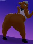  2018 absurd_res anthro big_butt bombshell_(nitw) bottomless butt clothed clothing female hi_res huge_butt mammal night_in_the_woods piercing ratchetsly shirt skullman777 solo topwear ursid video_games 